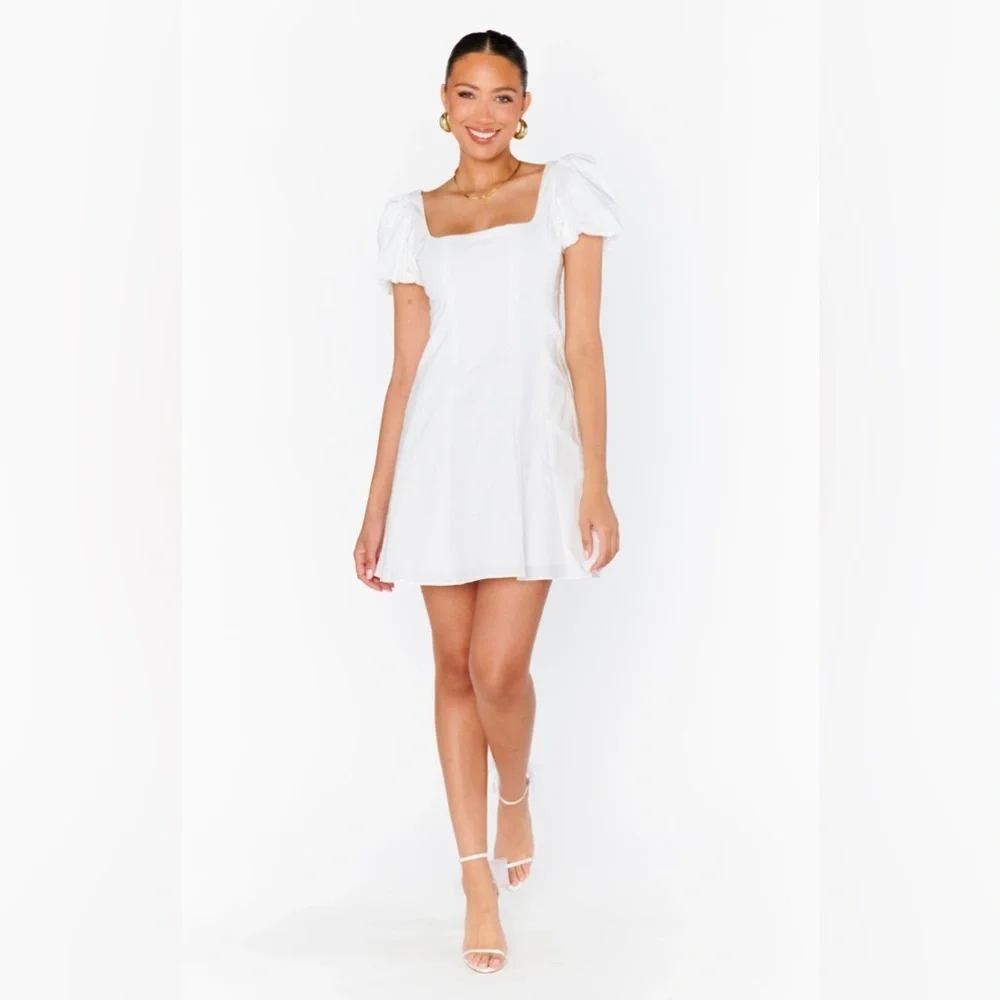 NWOT Show Me Your Mumu Mia Dress in white with butterfly stitch size Small